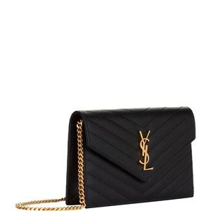 Envelope Monogram Saint Laurent Matelassé Chain Wallet